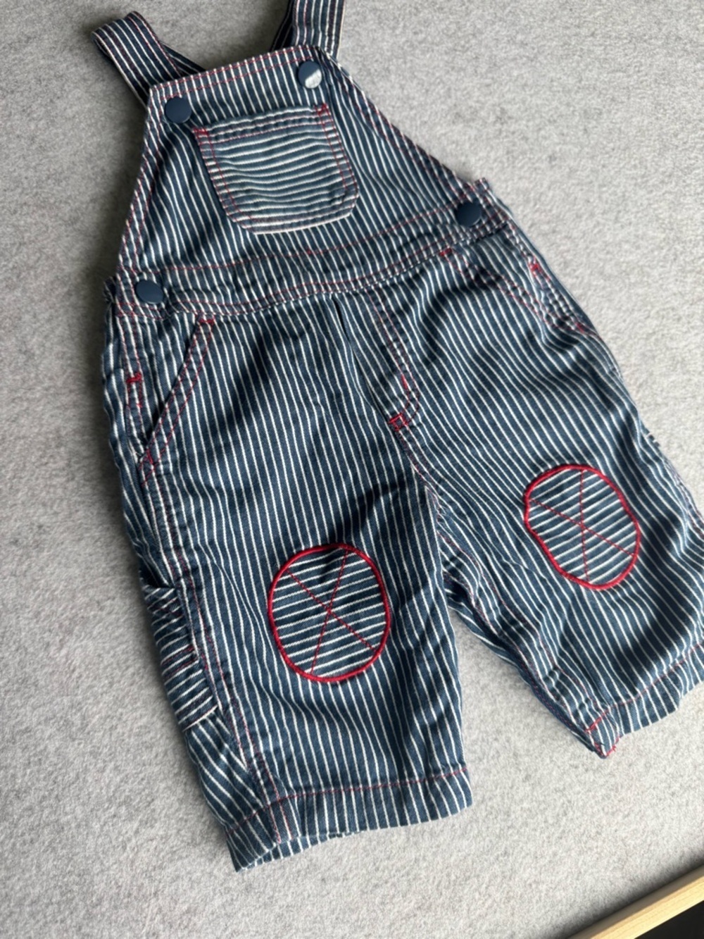 Hanna Anderrson Navy Pinstripe Overalls Size 6-9M